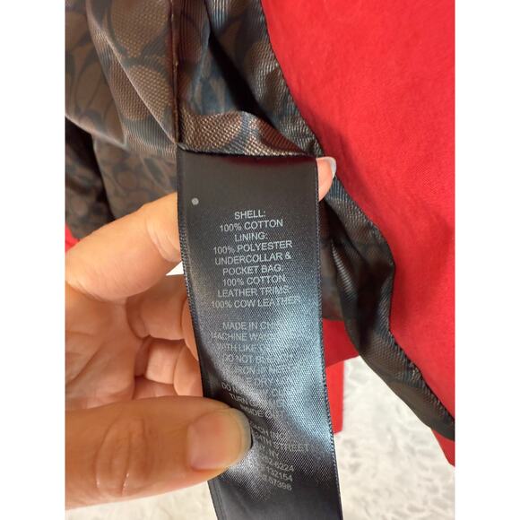 COACH Icon Belted Double Breasted Lined Short Trench Coat Persimmon Red Small - Picture 6 of 15